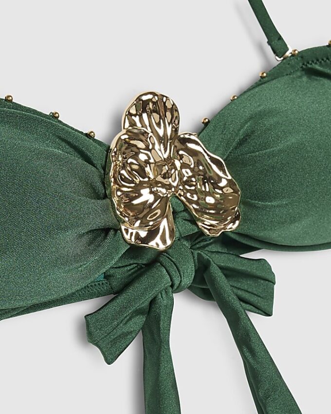 Green Hardware Bandeau Bikini Top