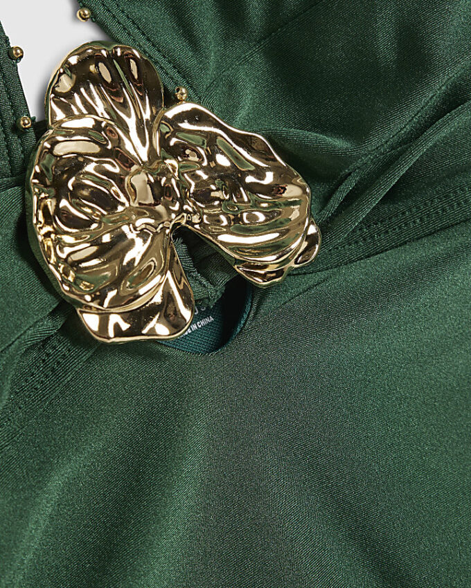 Green Hardware Plunge Swimsuit