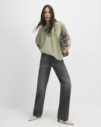 Green Long Sleeve Batwing Top