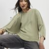 Green Long Sleeve Batwing Top