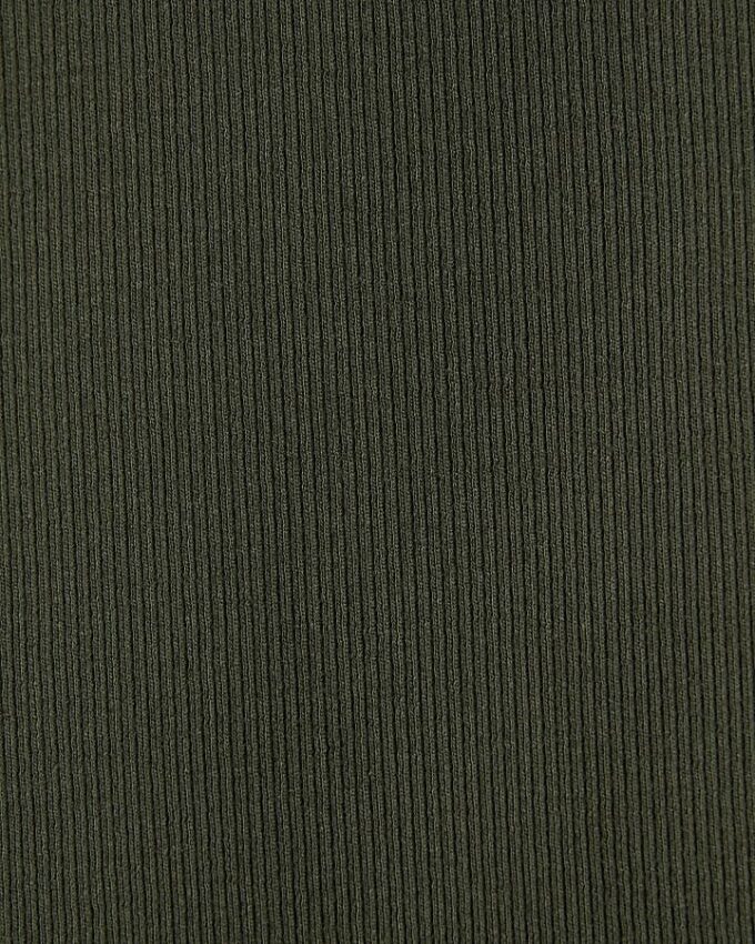 Green Long Sleeve Crew Neck Ribbed Top