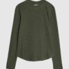 Green Long Sleeve Crew Neck Ribbed Top