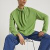 Green Long Sleeve Scarf Tie Neck Cosy Top
