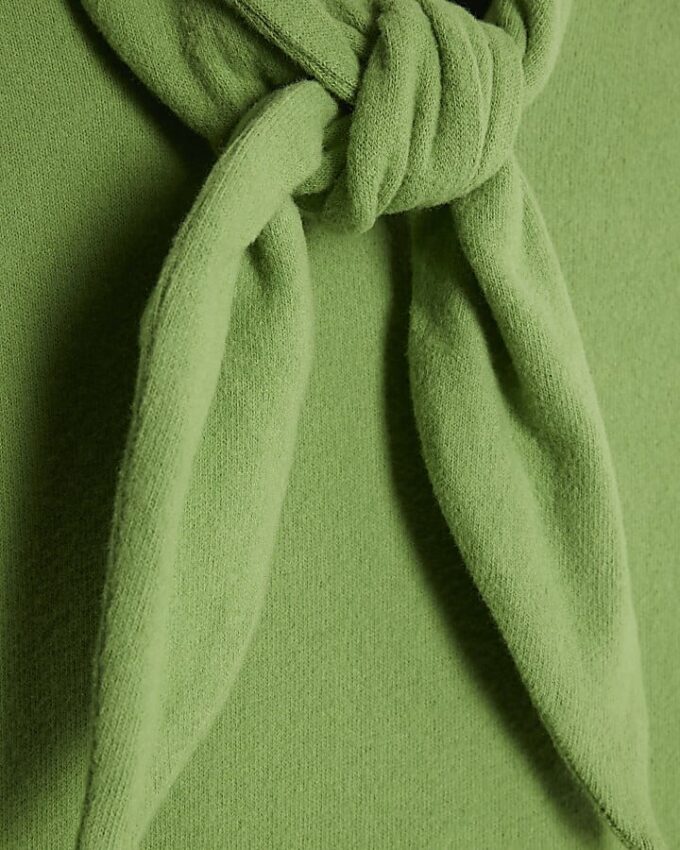Green Long Sleeve Scarf Tie Neck Cosy Top