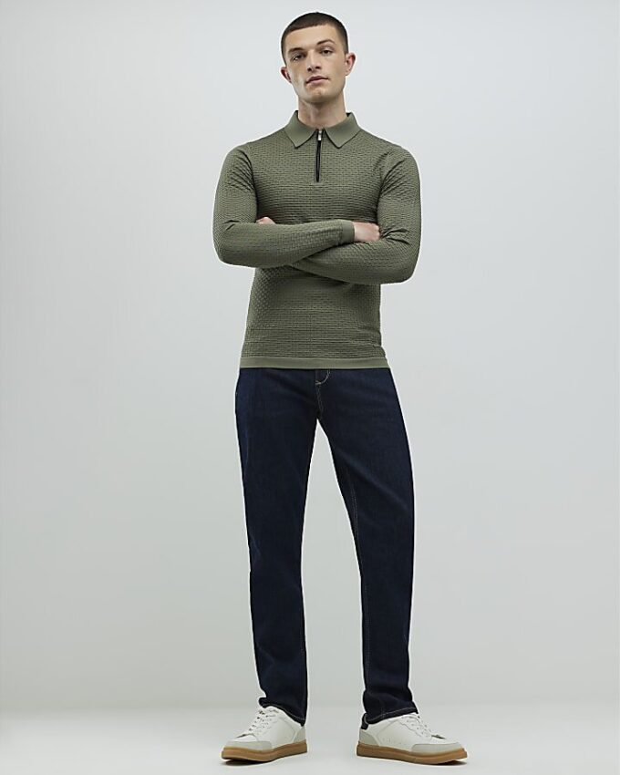Green Muscle Fit Hexagon Polo Shirt
