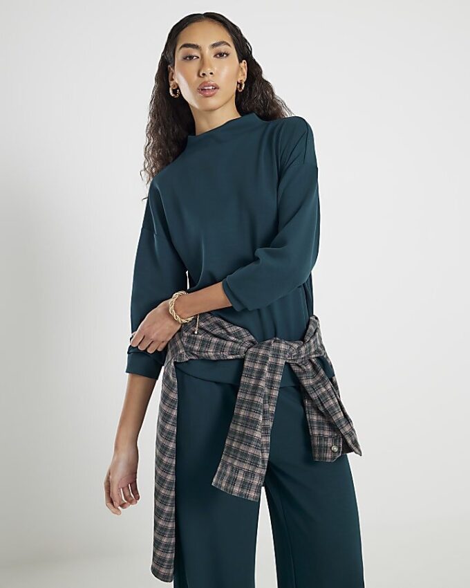 Green Premium High Neck Top
