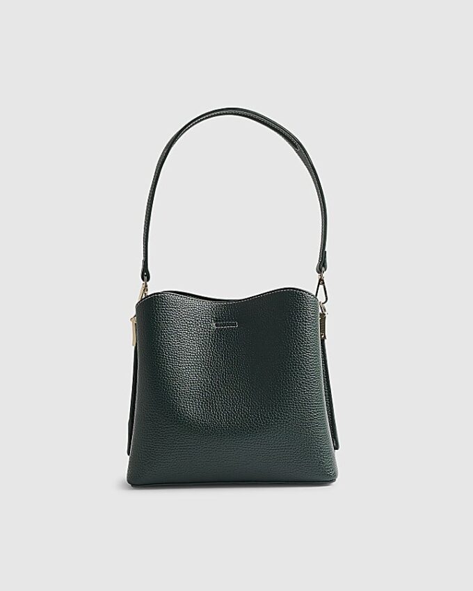 Green RIR Lock Front Bucket Bag