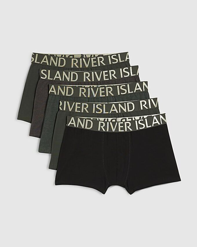 Green Satin RI Waistband Pack Of 5 Trunks