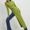 Green Shoulder Pad Long Asymmetric Top