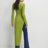 Green Shoulder Pad Long Asymmetric Top