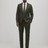 Green Skinny Fit Textured Suit Trousers