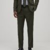 Green Skinny Fit Textured Suit Trousers