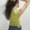 Green Sleeveless Wide Ribbed Tank Top