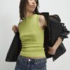 Green Sleeveless Wide Ribbed Tank Top