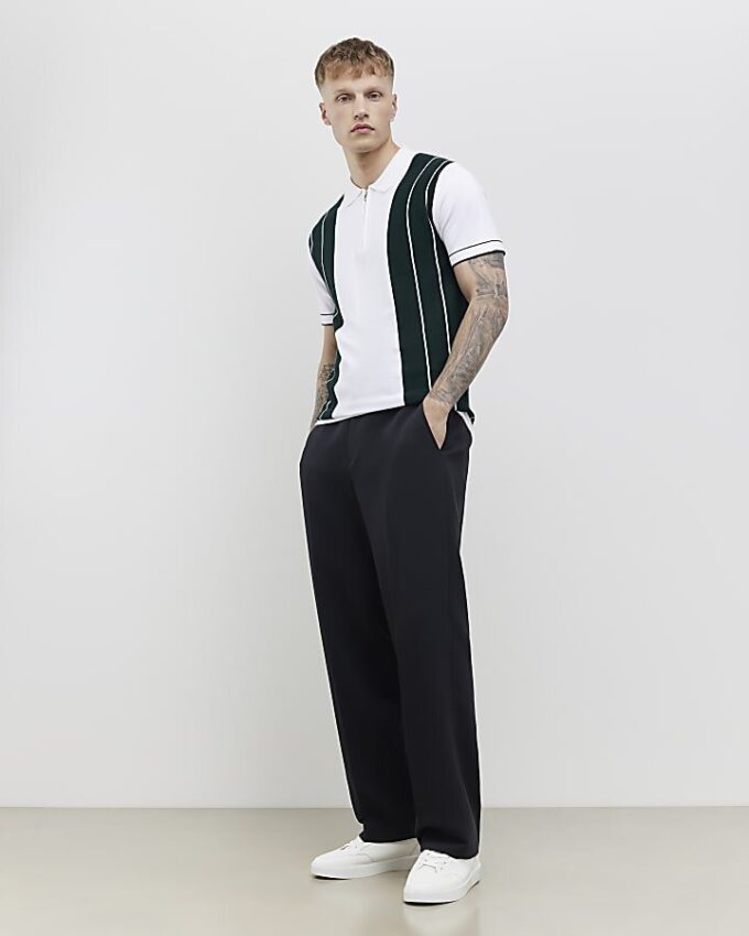 Green Slim Fit Colour Block Stripe Polo Shirt