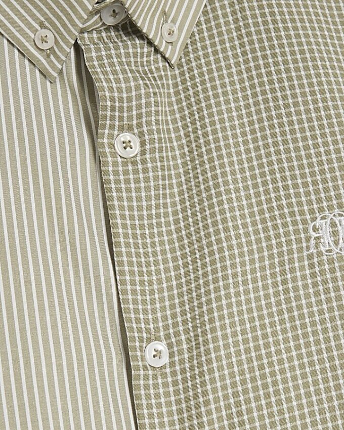 Green Slim Fit Spliced RR Shirt