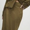 Green Suede Seam Detail Maxi Skirt