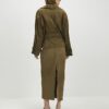Green Suede Seam Detail Maxi Skirt