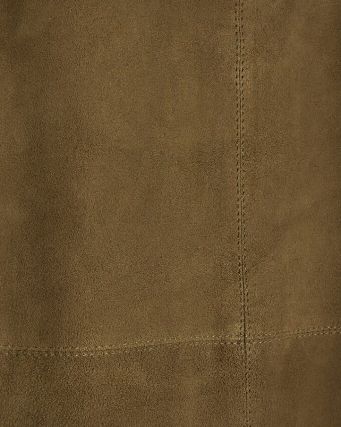Green Suede Seam Detail Maxi Skirt