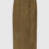 Green Suede Seam Detail Maxi Skirt