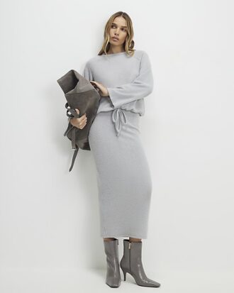 Grey Bubble Hem Rib Top