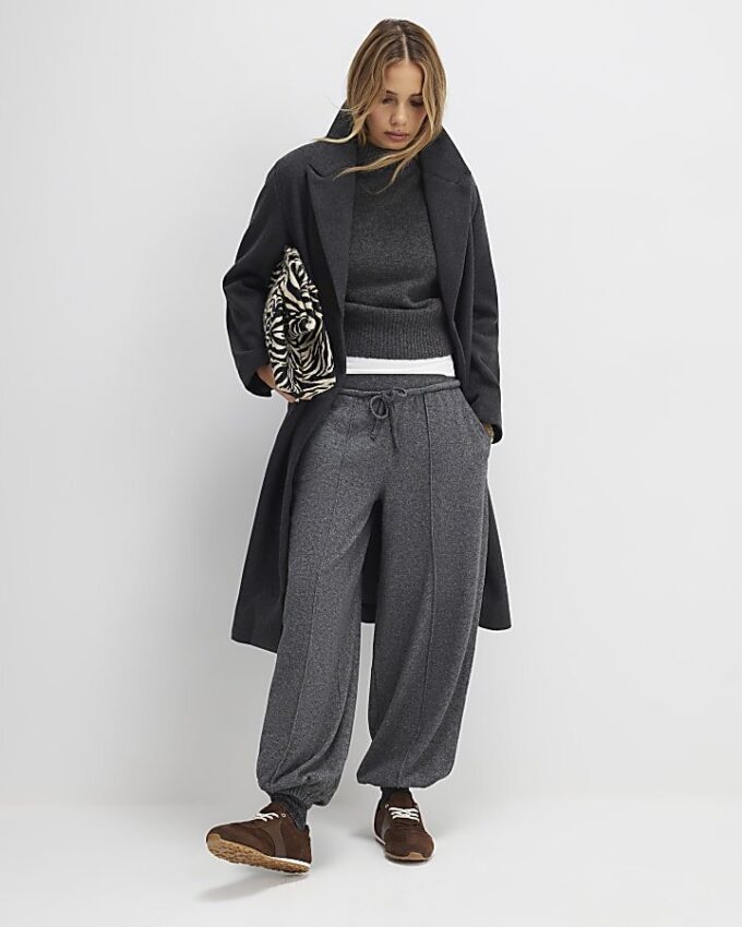 Grey Cosy Balloon Leg Joggers