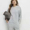 Grey Cosy Long Sleeve Whipstitch Top