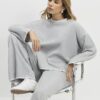 Grey Cosy Long Sleeve Whipstitch Top