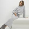 Grey Cosy Ribbed Midi Skirt