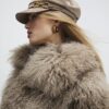 Grey Faux Suede Snaffle Baker Boy Hat