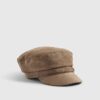 Grey Faux Suede Snaffle Baker Boy Hat