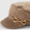 Grey Faux Suede Snaffle Baker Boy Hat