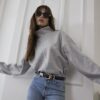 Grey Funnel Neck Top