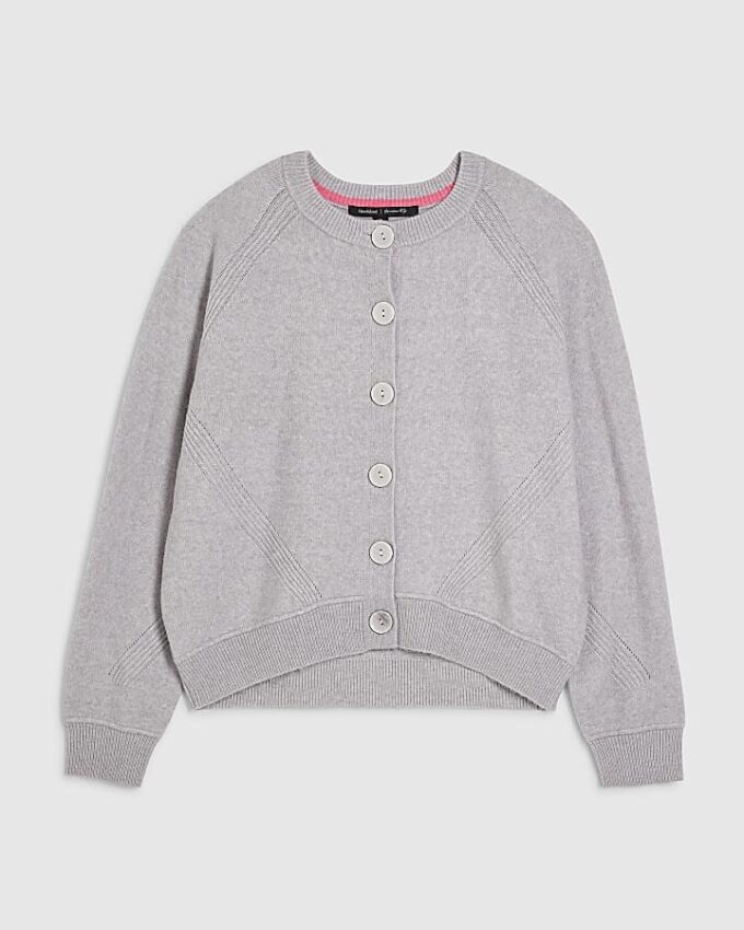 Grey Knitted Long Sleeve Cardigan