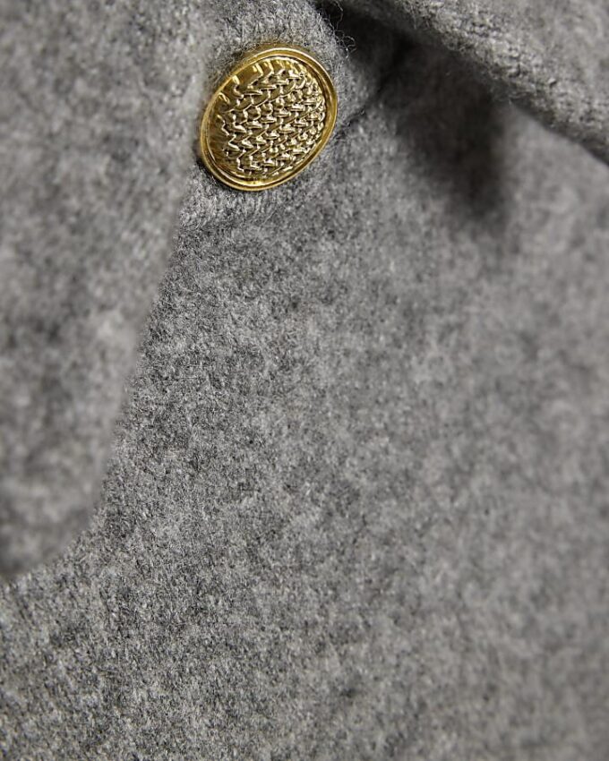Grey Knitted Wrap Button Cape