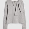 Grey Long Sleeve Cosy Bow Top