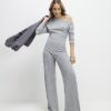 Grey Long Sleeve Cosy Off Shoulder Top