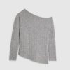 Grey Long Sleeve Cosy Off Shoulder Top