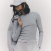 Grey Long Sleeve Ribbed Crew Neck Top
