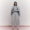 Grey Long Sleeve Ribbed Crew Neck Top