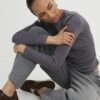 Grey Long Sleeve Ribbed Crew Neck Top