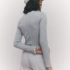Grey Long Sleeve Ribbed Crew Neck Top