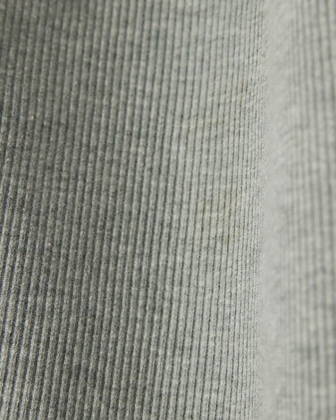 Grey Long Sleeve Ribbed Crew Neck Top