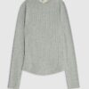 Grey Long Sleeve Ribbed Crew Neck Top