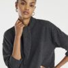 Grey Long Sleeve Scarf Tie Neck Cosy Top