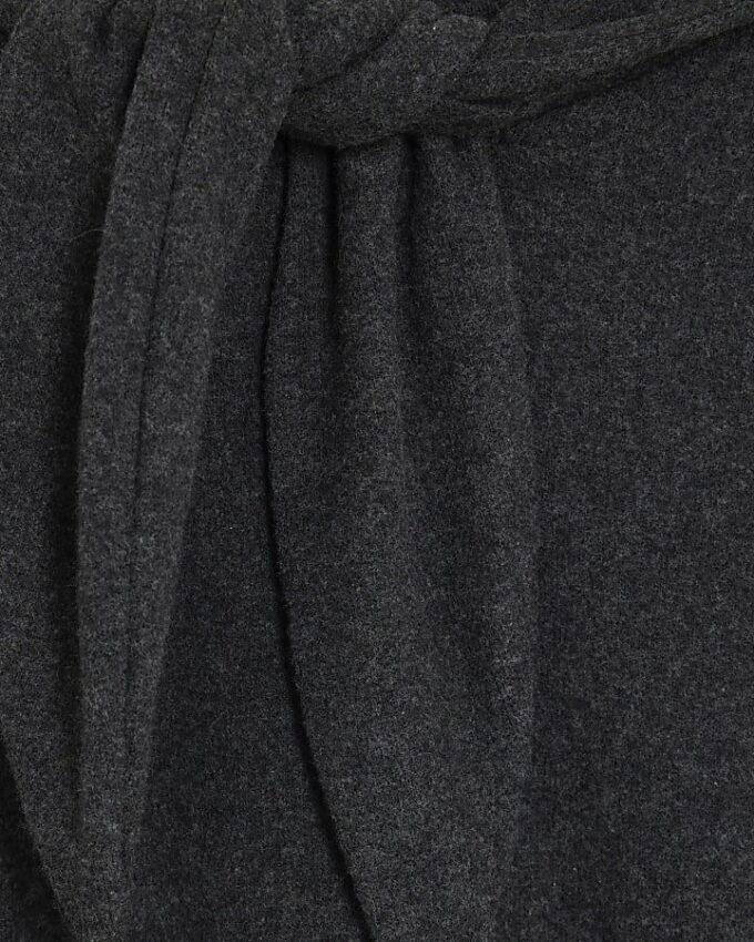 Grey Long Sleeve Scarf Tie Neck Cosy Top