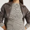 Grey Long Sleeve Textured Twist Front Top