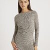 Grey Long Sleeve Textured Twist Front Top