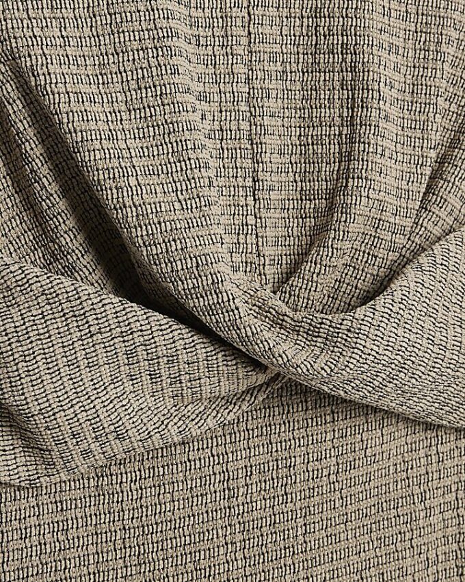 Grey Long Sleeve Textured Twist Front Top