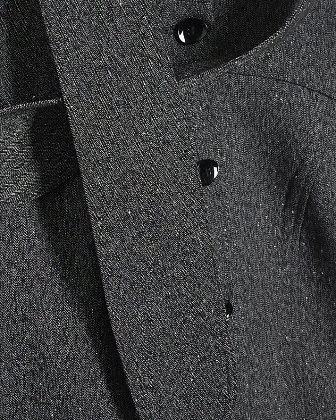 Grey Long Sleeve Tie Neck Jacket